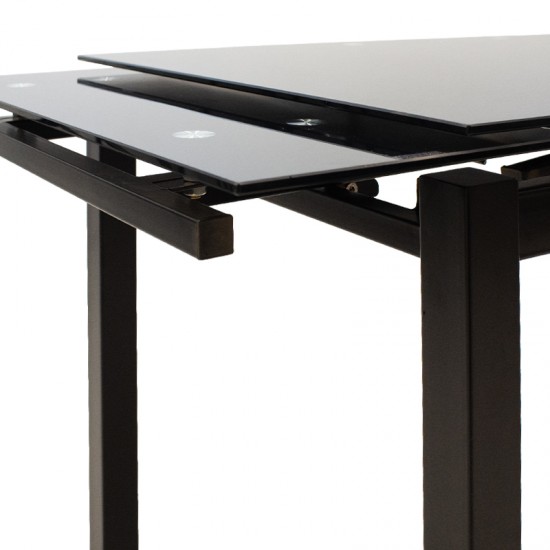 Τραπέζι επεκτεινόμενο Finn pakoworld γυάλινο 8χιλ μαύρο 110-170x70x75εκ Model: 101-000013
