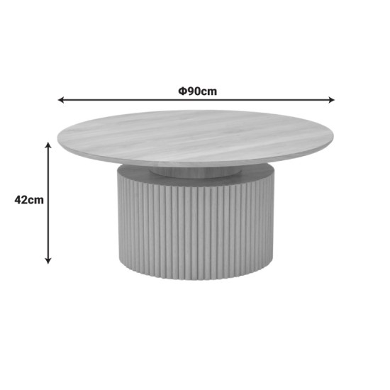 Τραπέζι σαλονιού Opols  mdf σε φυσική απόχρωση Φ90x42εκ