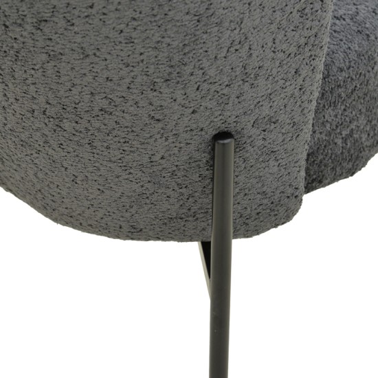 Καρέκλα Houlian  ανθρακί ύφασμα-πόδι μαύρο μέταλλο 44x66x89εκ