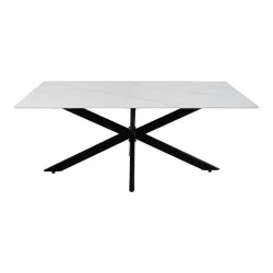 Τραπέζι Bethan  sintered stone λευκό-μαύρα μεταλλικά πόδια 180x90x75εκ