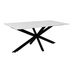 Τραπέζι Bethan  sintered stone λευκό-μαύρα μεταλλικά πόδια 180x90x75εκ