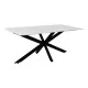 Τραπέζι Bethan  sintered stone λευκό-μαύρα μεταλλικά πόδια 180x90x75εκ