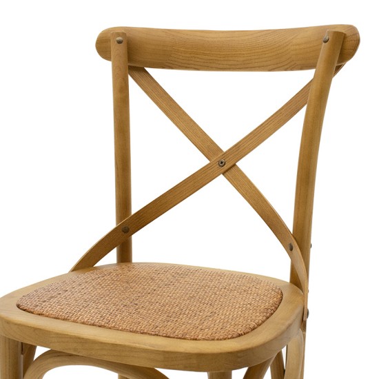 Σκαμπό μπαρ Reid  ξύλο sonoma-έδρα καφέ rattan Model: 102-000005