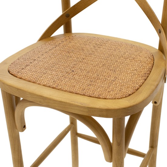 Σκαμπό μπαρ Reid  ξύλο sonoma-έδρα καφέ rattan Model: 102-000005