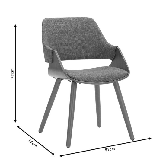 Πολυθρόνα Allegra pakoworld ύφασμα γκρι-πόδι καρυδί Model: 106-000022