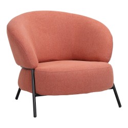 Πολυθρόνα Jennie  ύφασμα σε κεραμιδι απόχρωση με μαύρα μεταλλικά πόδια 84x84x71,5εκ