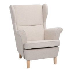 Πολυθρόνα - μπερζέρα Malei  ύφασμα σε κρεμ απόχρωση-ξύλινα πόδια  85x93x100εκ