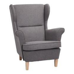 Πολυθρόνα - μπερζέρα Malei  ύφασμα σε γκρι απόχρωση-ξύλινα πόδια  85x93x100εκ