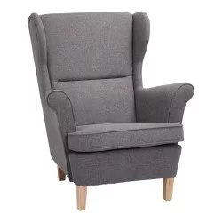 Πολυθρόνα - μπερζέρα Malei  ύφασμα σε γκρι απόχρωση-ξύλινα πόδια 85x93x100εκ