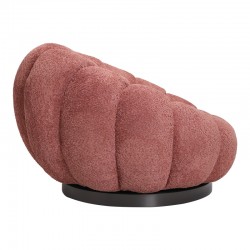 Πολυθρόνα περιστρεφόμενη Nester  μπουκλέ ύφασμα σε απόχρωση σάπιο μήλο 98x97x69εκ