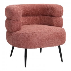 Πολυθρόνα Foleja  μπουκλέ ύφασμα σε απόχρωση σάπιο μήλο με μαύρα μεταλλικά πόδια 76x75x72εκ