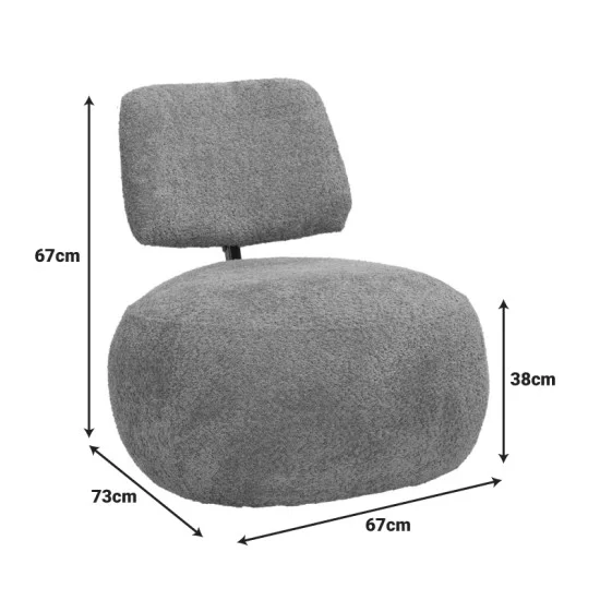Πολυθρόνα Stonie  μπουκλέ ύφασμα ανθρακί 67x73x67εκ