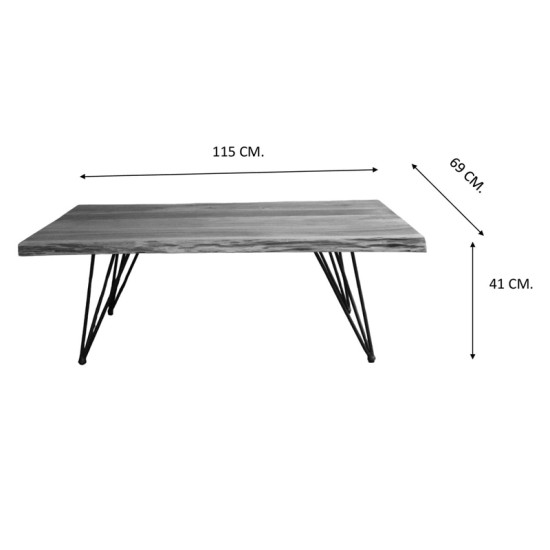 Τραπέζι σαλονιού Miles  μασίφ ξύλο ακακίας σε φυσική απόχρωση 115x69x41εκ