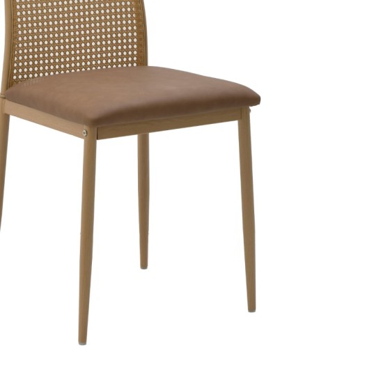 Καρέκλα Lasmipe Inart καφέ pu-rattan 40x49x96εκ Model: 115-003199