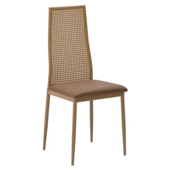 Καρέκλα Lasmipe Inart καφέ pu-rattan 40x49x96εκ Model: 115-003199