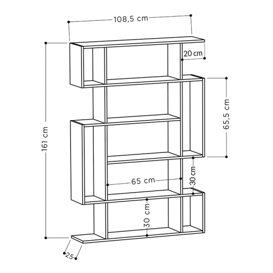 Βιβλιοθήκη MITO  σε χρώμα φυσικό-ανθρακί 108,5x25,5x161εκ Model: 119-000660