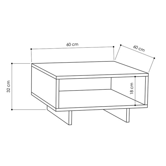 Τραπέζι σαλονιού Hola  ανθρακί 60x60x32εκ Model: 119-000727