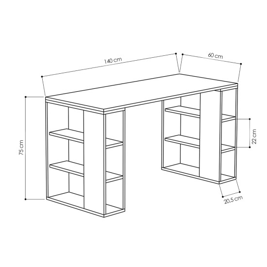 Γραφείο Colmar  χρώμα λευκό -σκούρο φυσικό 140x60x75εκ Model: 119-000797