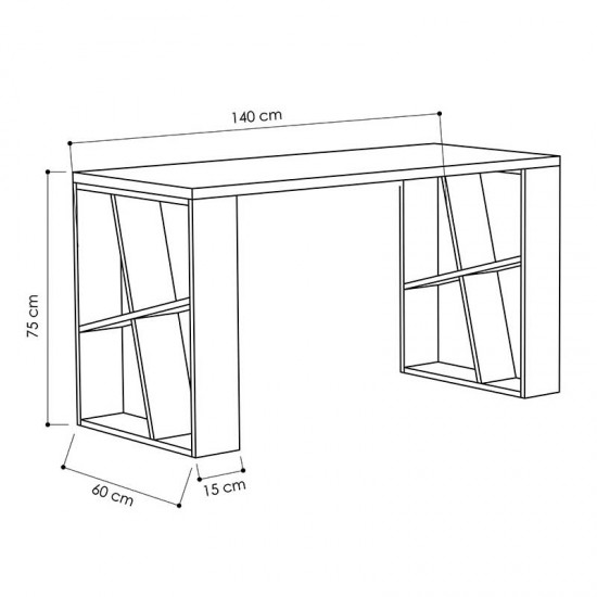 Γραφείο Honey  χρώμα λευκό - light oak 140x60x75εκ