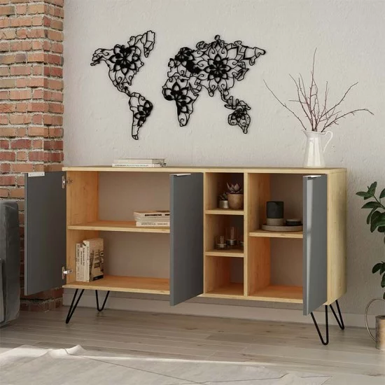 Μπουφές Clara χρώμα light oak-ανθρακί 142x35.5x83εκ Μπουφές Clara χρώμα light oak-ανθρακί 142x35.5x83εκ
