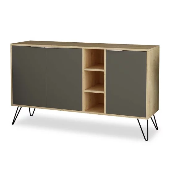 Μπουφές Clara χρώμα light oak-ανθρακί 142x35.5x83εκ Μπουφές Clara χρώμα light oak-ανθρακί 142x35.5x83εκ