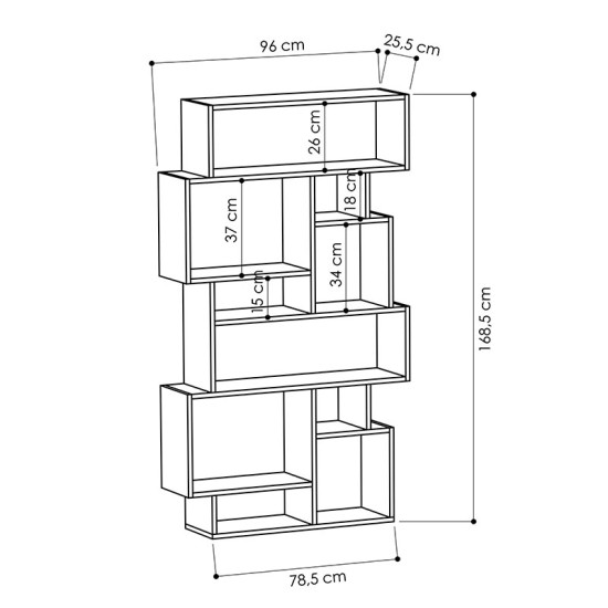 Βιβλιοθήκη Karmato  χρώμα φυσικό 96x25,5x168,5εκ Model: 119-001075