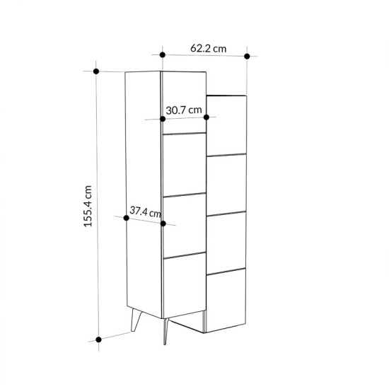 Ντουλάπι-στήλη Romane  μόκα 62.2x37.4x155.4εκ