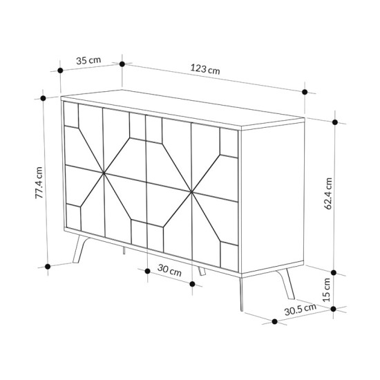 Μπουφές Ursula μαύρο μαρμάρου 123x35x77.5εκ Μπουφές Ursula μαύρο μαρμάρου 123x35x77.5εκ