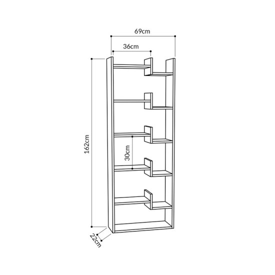 Βιβλιοθήκη Oppa  χρώμα φυσικό-λευκό 61x22x162εκ Model: 119-001139