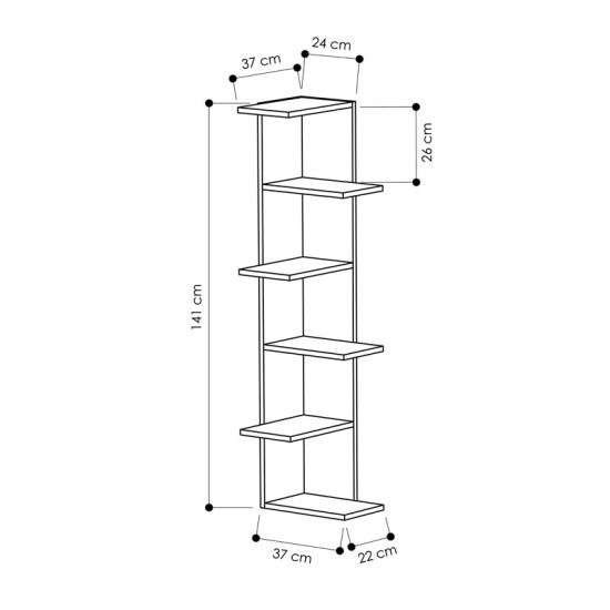 Βιβλιoθήκη γωνιακή Saso  μελαμίνης oak 37x37x141εκ Model: 119-001186