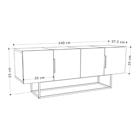 Έπιπλο τηλεόρασης Tontini  φυσικό-λευκό 140x37.5x55εκ Model: 119-001197