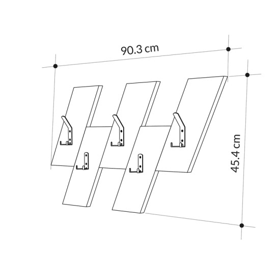 Κρεμάστρα τοίχου Livy  oak-γκρι μελαμίνης 75.2x1.8x45.3εκ Model: 119-001215