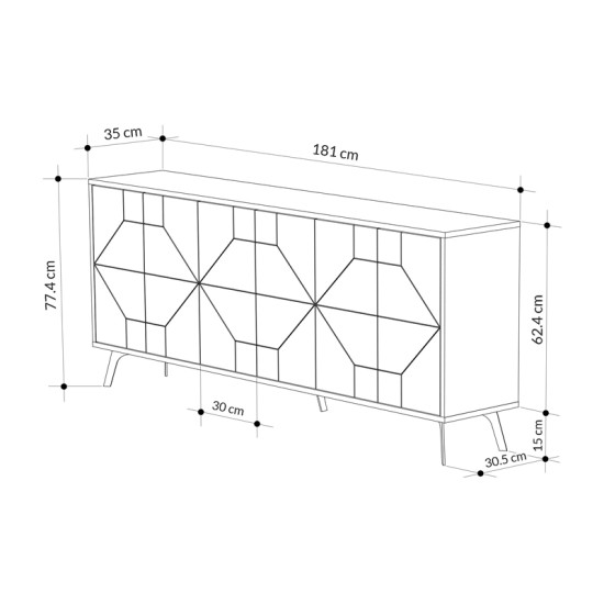 Μπουφές Dune σε ανθρακί απόχρωση 181x35x77.4εκ Μπουφές Dune σε ανθρακί απόχρωση 181x35x77.4εκ
