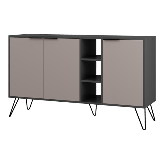 Μπουφές Clara  σε μόκα-ανθρακί απόχρωση 142x35,6x83εκ