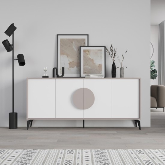 Μπουφές Gora  σε λευκή με μόκα απόχρωση  180x35.6x82εκ