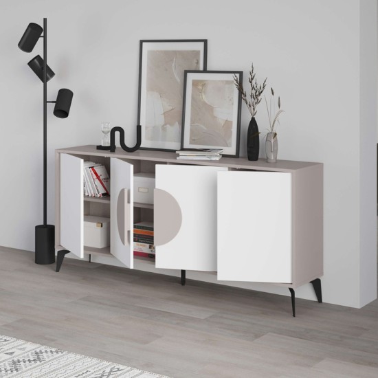 Μπουφές Gora  σε λευκή με μόκα απόχρωση  180x35.6x82εκ