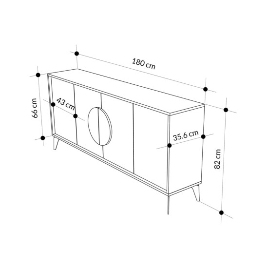 Μπουφές Gora  σε λευκή με μόκα απόχρωση  180x35.6x82εκ