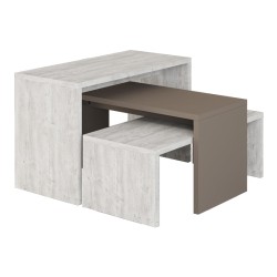 Τραπέζια σαλονιού Kantar  σετ 3τεμ σε λευκό antique - μόκα απόχρωση 65x30x39εκ