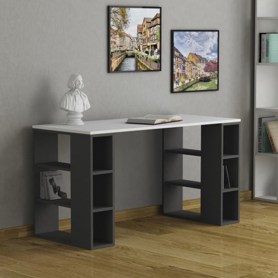 Γραφείο Colmar  σε λευκή-ανθρακί απόχρωση 140x60x75εκ