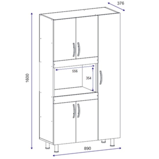 Ντουλάπα κουζίνας Defne  χρώμα λευκό-καρυδί 89x37.5x160εκ