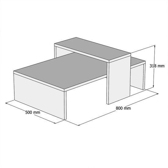 Τραπέζι σαλονιού Glow  χρώμα φυσικό-ανθρακί 80x50x32εκ Model: 120-000040