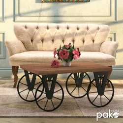 Τραπέζι σαλονιού Bike  χρώμα μαύρο-καρυδί 85x55x41εκ