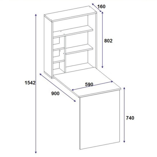 Γραφείο τοίχου ανοιγόμενο Ravin pakoworld λευκό 63x90x154εκ Model: 120-000084