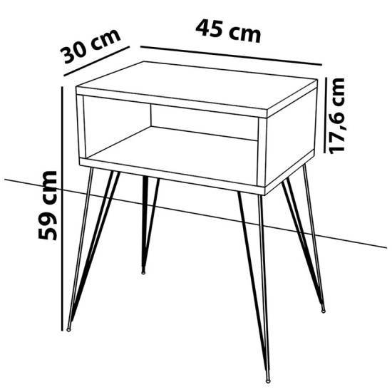 Κομοδίνο Naida  γκρι-μπεζ-μαύρο 45x30x59εκ Model: 120-000141