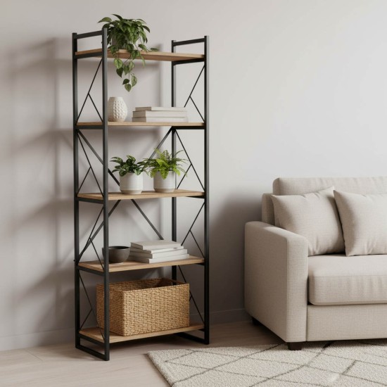 Βιβλιοθήκη Baker  καρυδί-μαύρο 66x34x180εκ