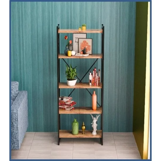Βιβλιοθήκη Baker  καρυδί-μαύρο 66x34x180εκ