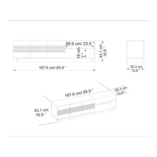 Έπιπλο τηλεόρασης Yubo  λευκό-φυσικό 167,6x35x43εκ Model: 120-000359