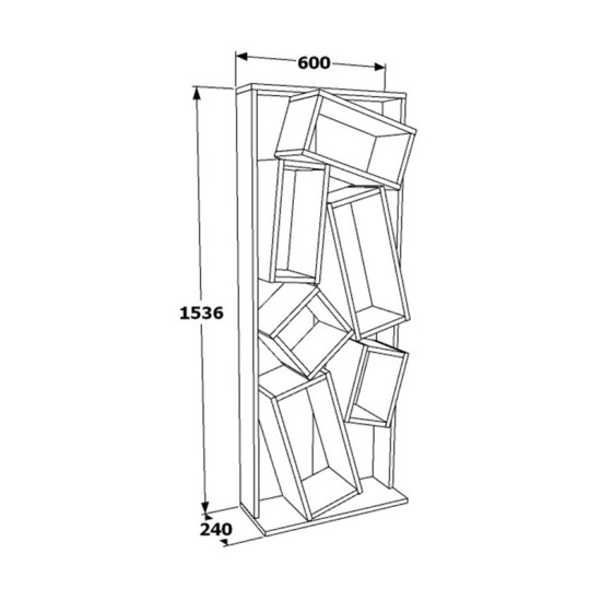 Βιβλιοθήκη Jamey  φυσικό-λευκό 60x24x153,6εκ Model: 120-000366