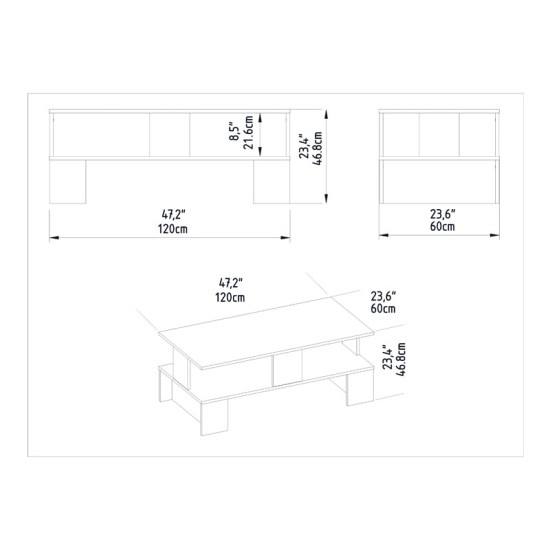 Τραπέζι σαλονιού Olly  λευκό 120x60x47εκ Model: 120-000372