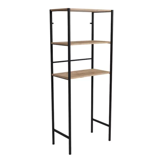 Έπιπλο πλυντηρίου Zermin  μελαμίνης-μεταλλικό φυσικό-μαύρο 70x25x150εκ